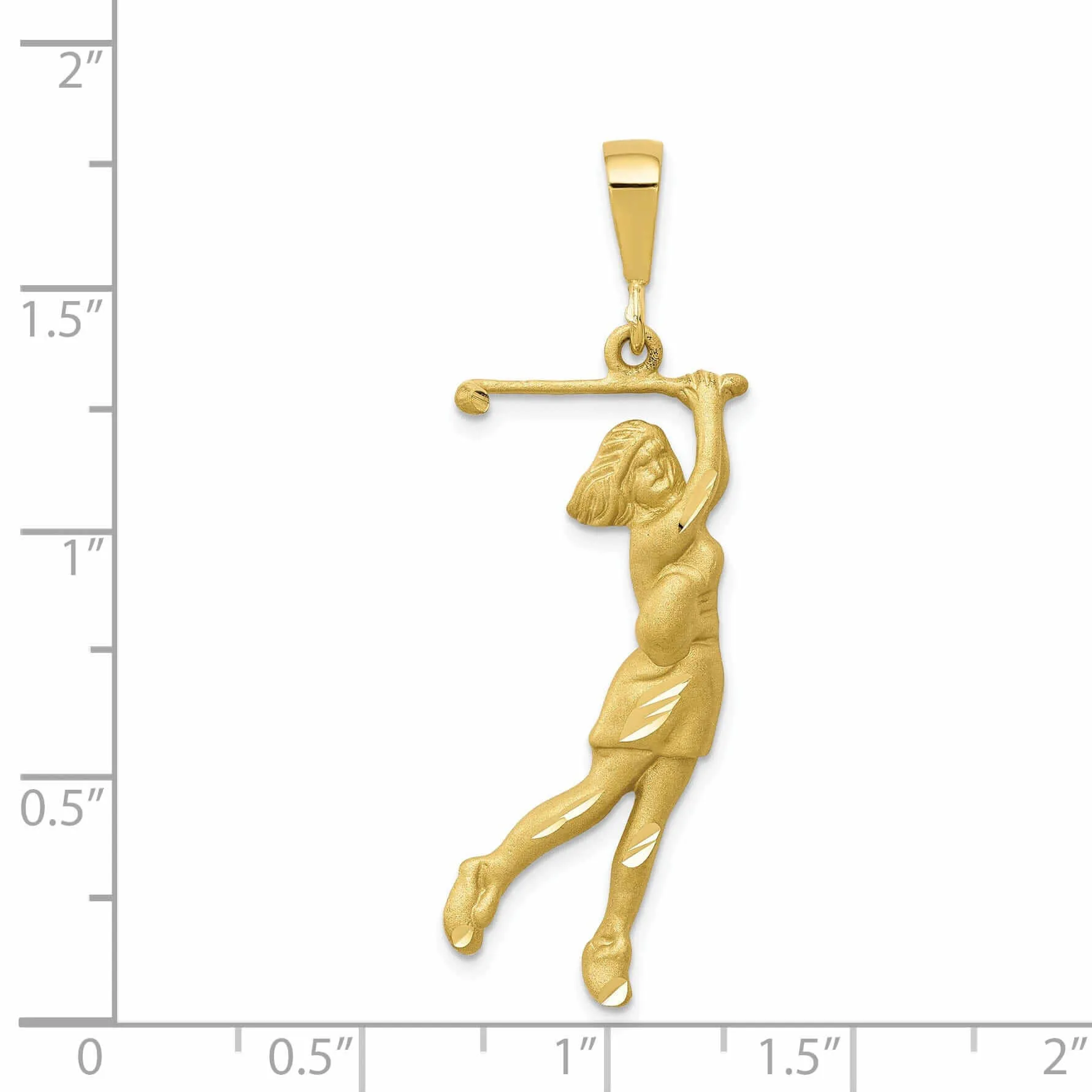 10k Yellow Gold Women Golf Player Pendant
