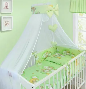 10Pc Baby Bedding Set 100% Cotton Fit Cot 120x60cm Ladder Green