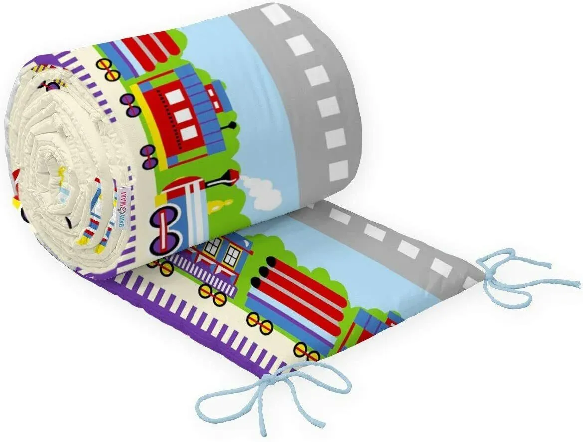 10Pc Bedding Set Trucks Cotton Bumper Pillow Duvet Sheet Fit Cot 120x60cm