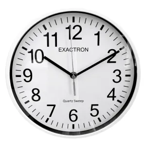 10" Round White Wall Clock Quartz Silent Sweep Non Ticking Movement
