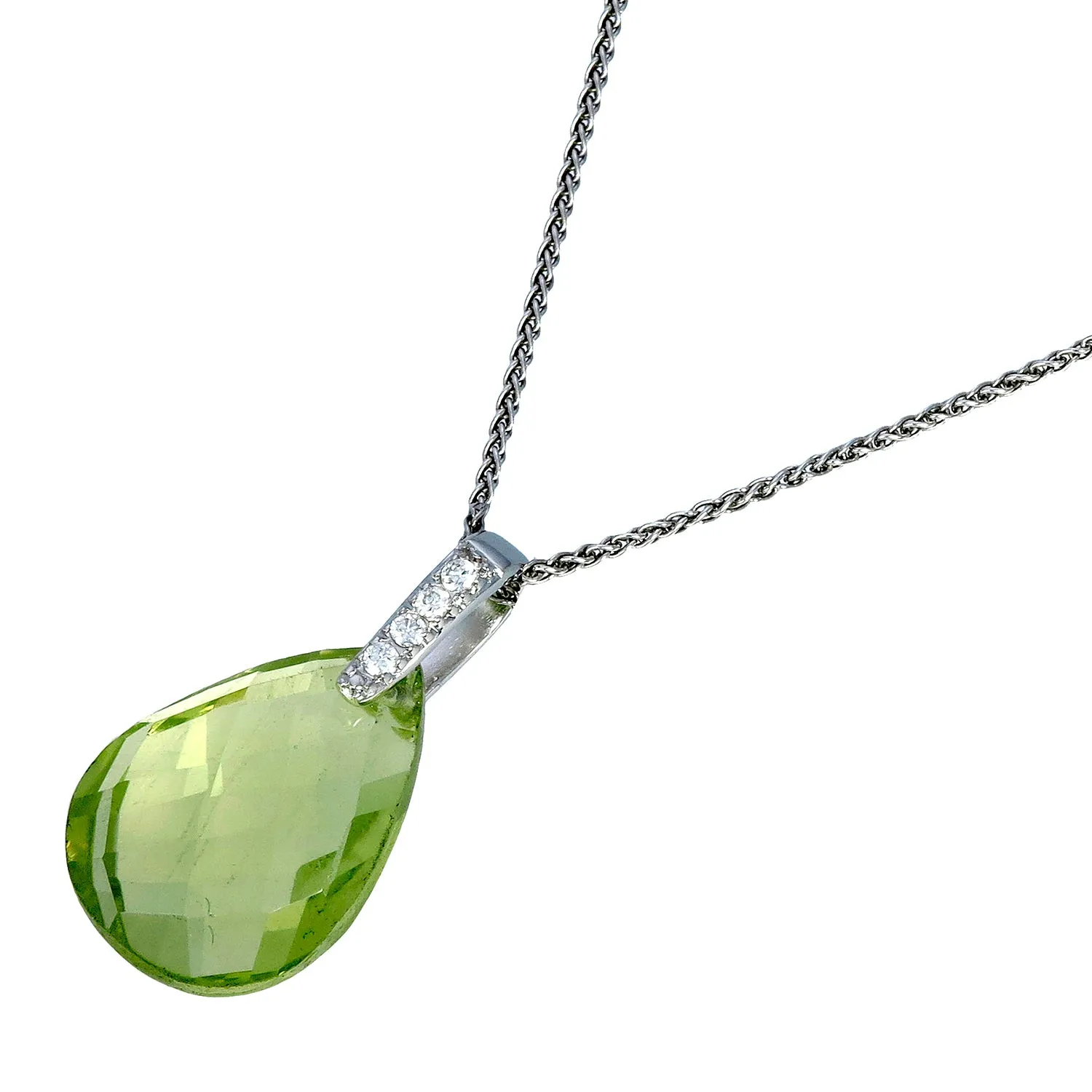 11 cttw Pear Shape Lemon Quartz Pendant .925 Sterling Silver with 18 Inch Chain