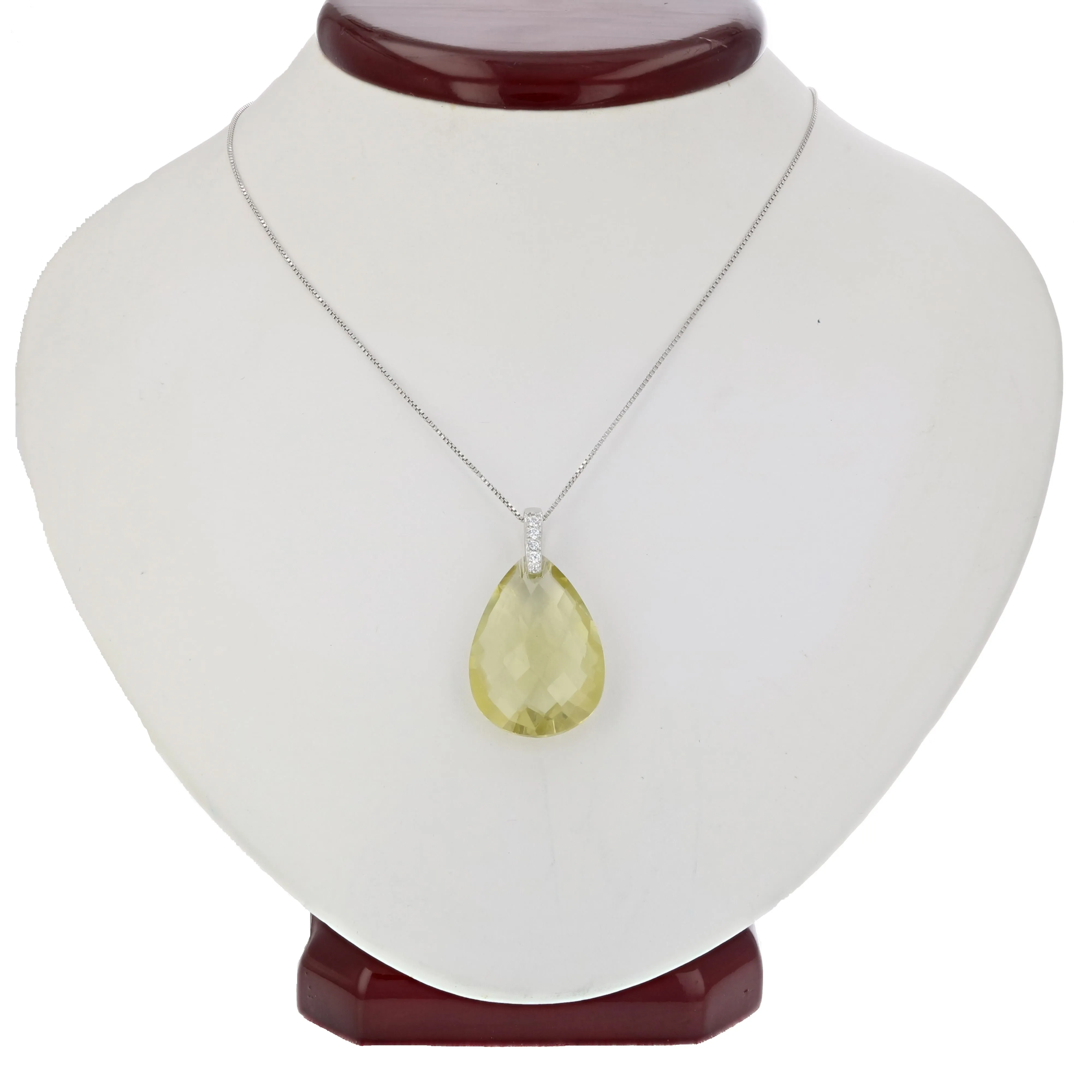 11 cttw Pear Shape Lemon Quartz Pendant .925 Sterling Silver with 18 Inch Chain