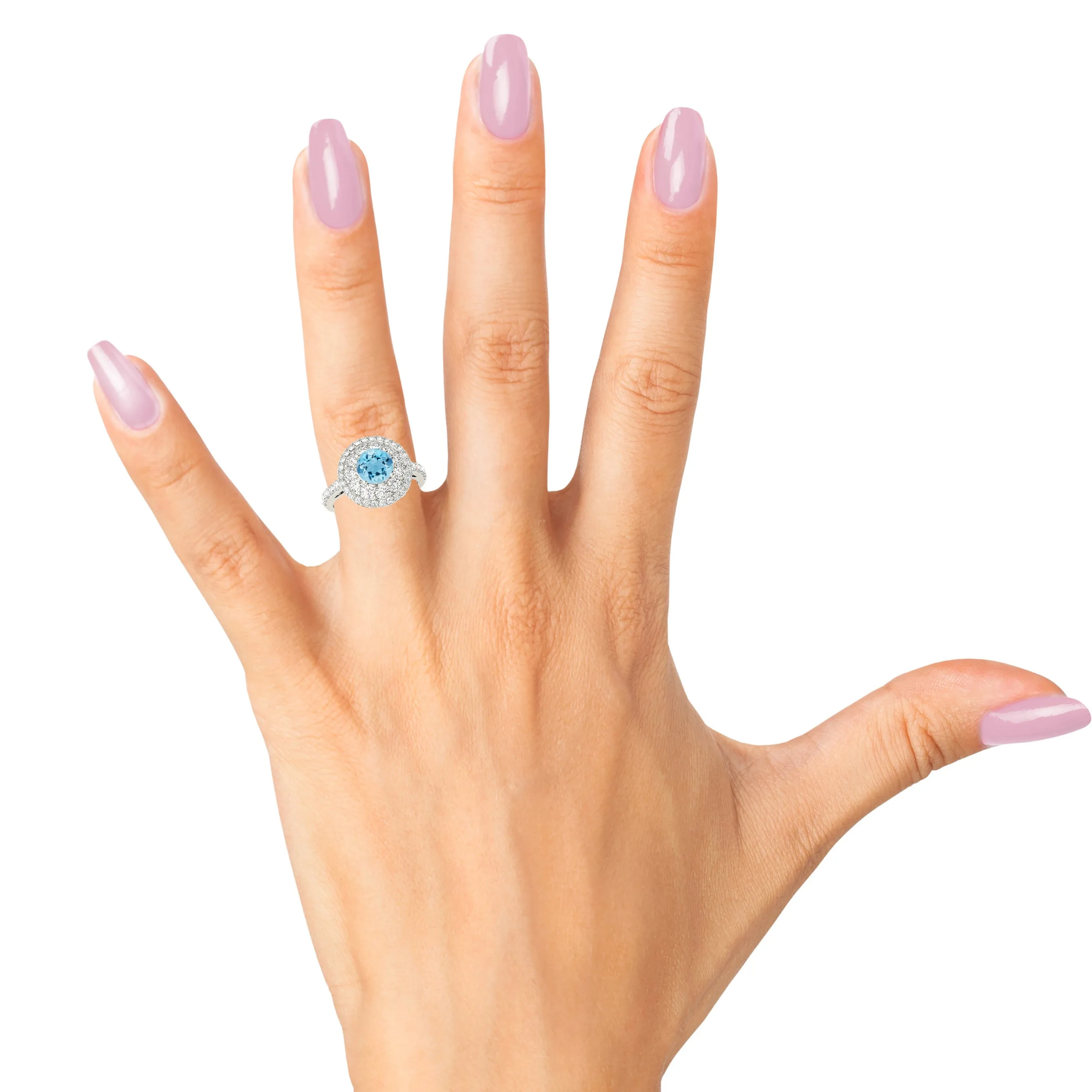1.10 ct. Genuine Aquamarine Ring With Double Row Halo