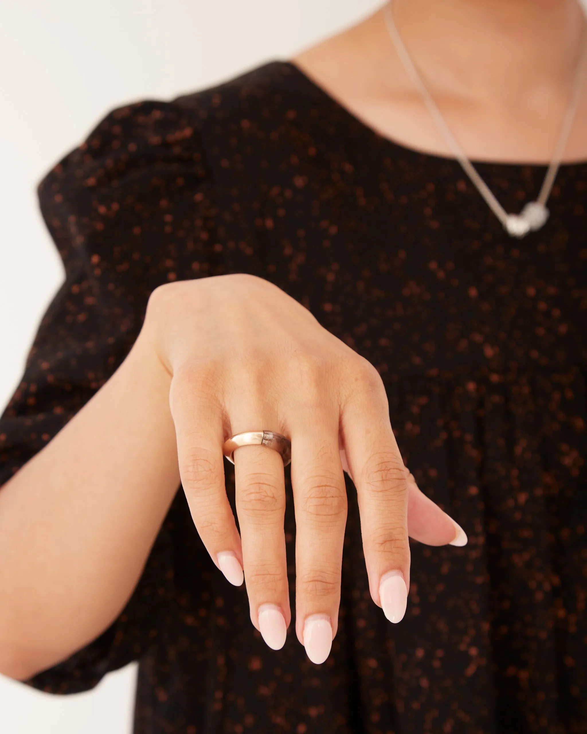 1/2   1/2 Smokey Quartz Ring in Brown Gold