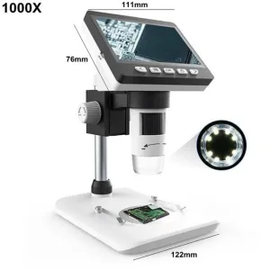 1200/1000X4.3 Inch Digital Microscope HD 1080P Electronic Desktop Soldering LCD Magnifier Magnify Glass Set Support 10 Languages