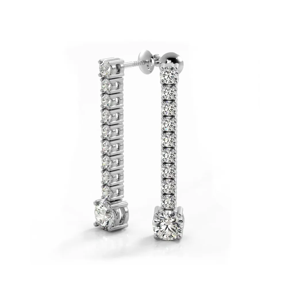 1.35 ctw. Round Diamonds Dangle Drop Earrings