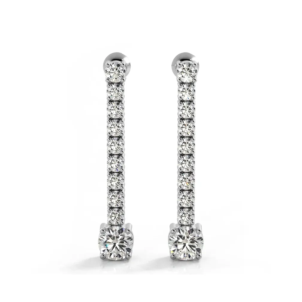1.35 ctw. Round Diamonds Dangle Drop Earrings