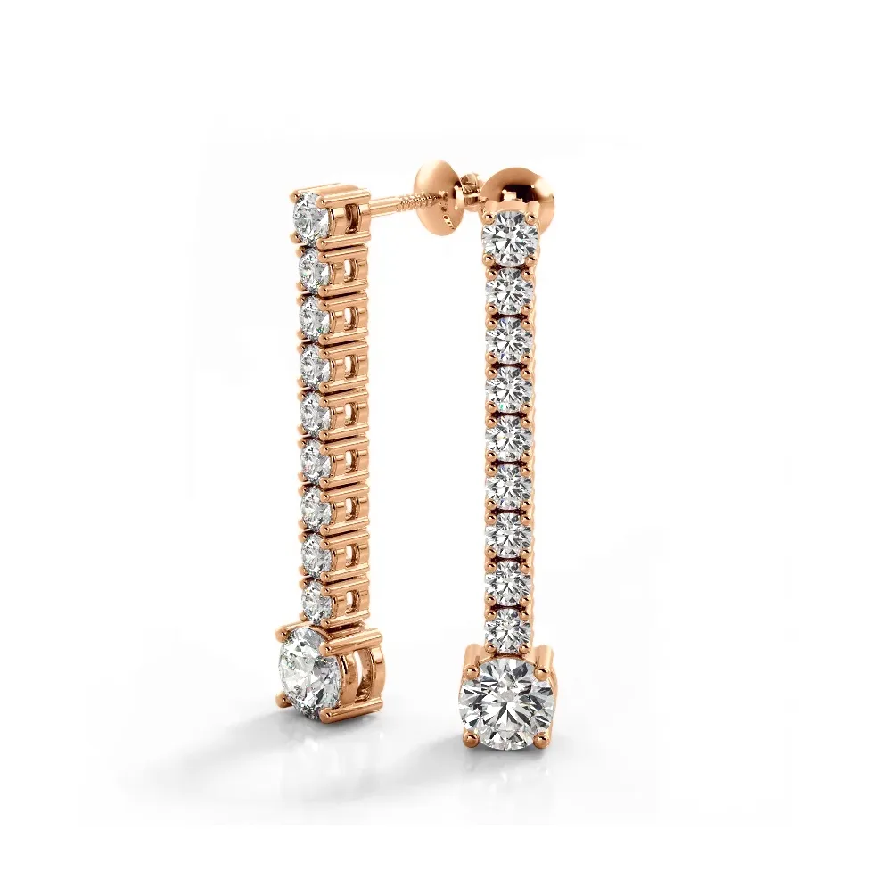 1.35 ctw. Round Diamonds Dangle Drop Earrings