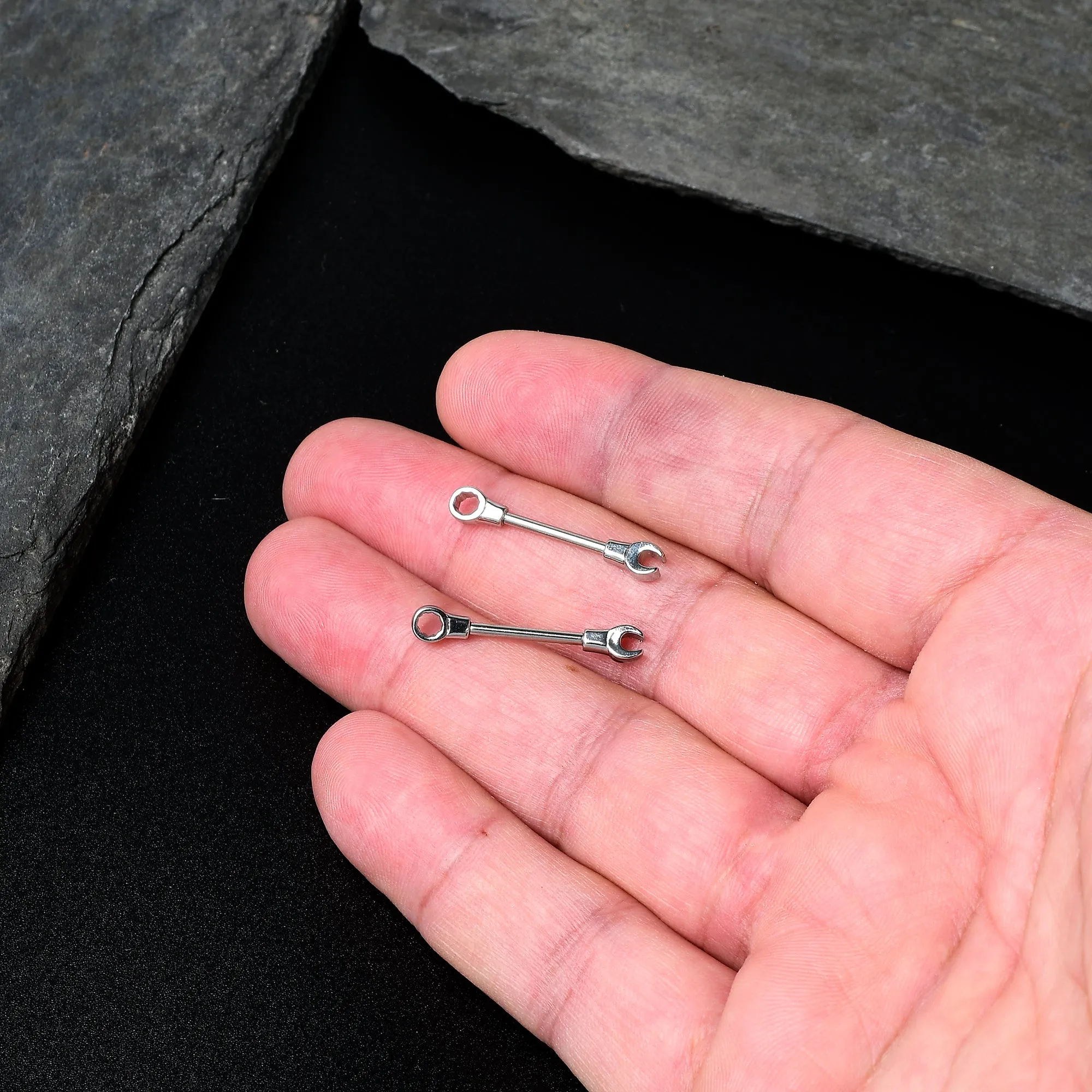 14 Gauge 13mm Combo Wrench Barbell Nipple Ring Set