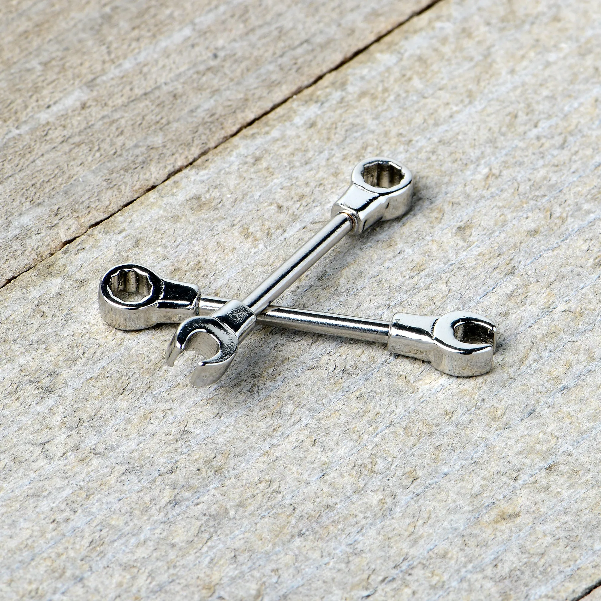 14 Gauge 13mm Combo Wrench Barbell Nipple Ring Set