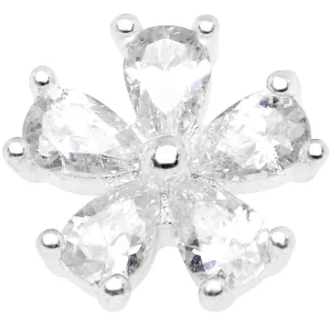 14 Gauge Clear CZ Gem Beautiful Bloom Dermal Anchor Top