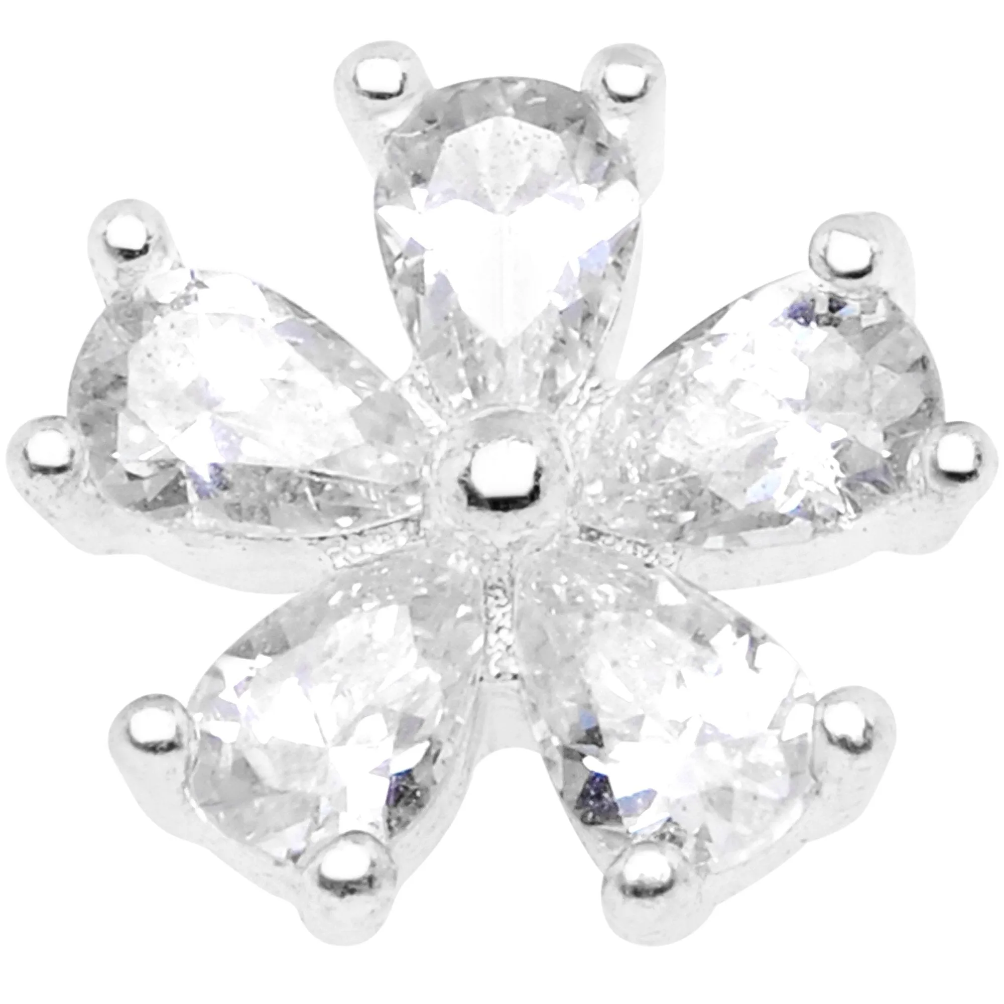 14 Gauge Clear CZ Gem Beautiful Bloom Dermal Anchor Top