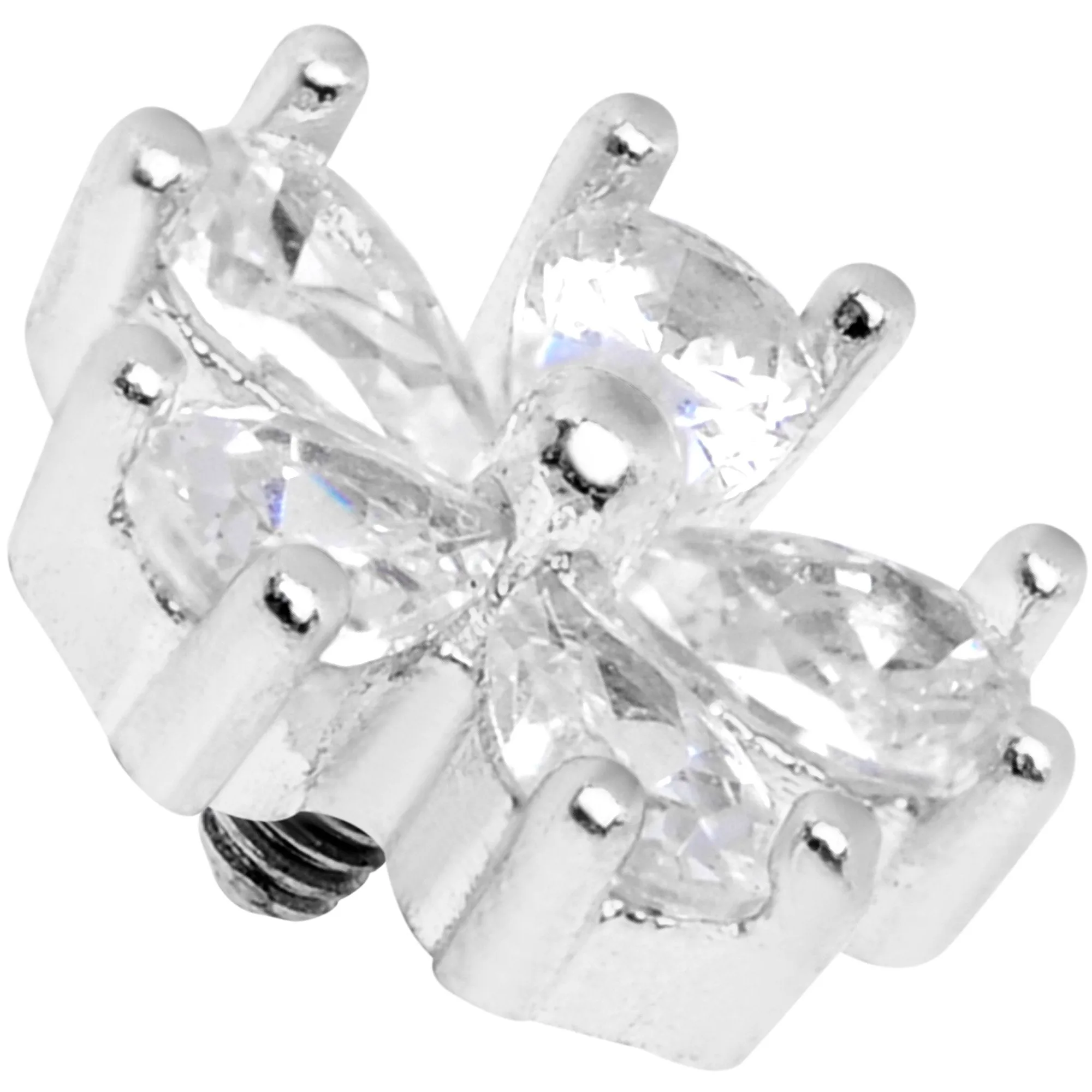 14 Gauge Clear CZ Gem Beautiful Bloom Dermal Anchor Top