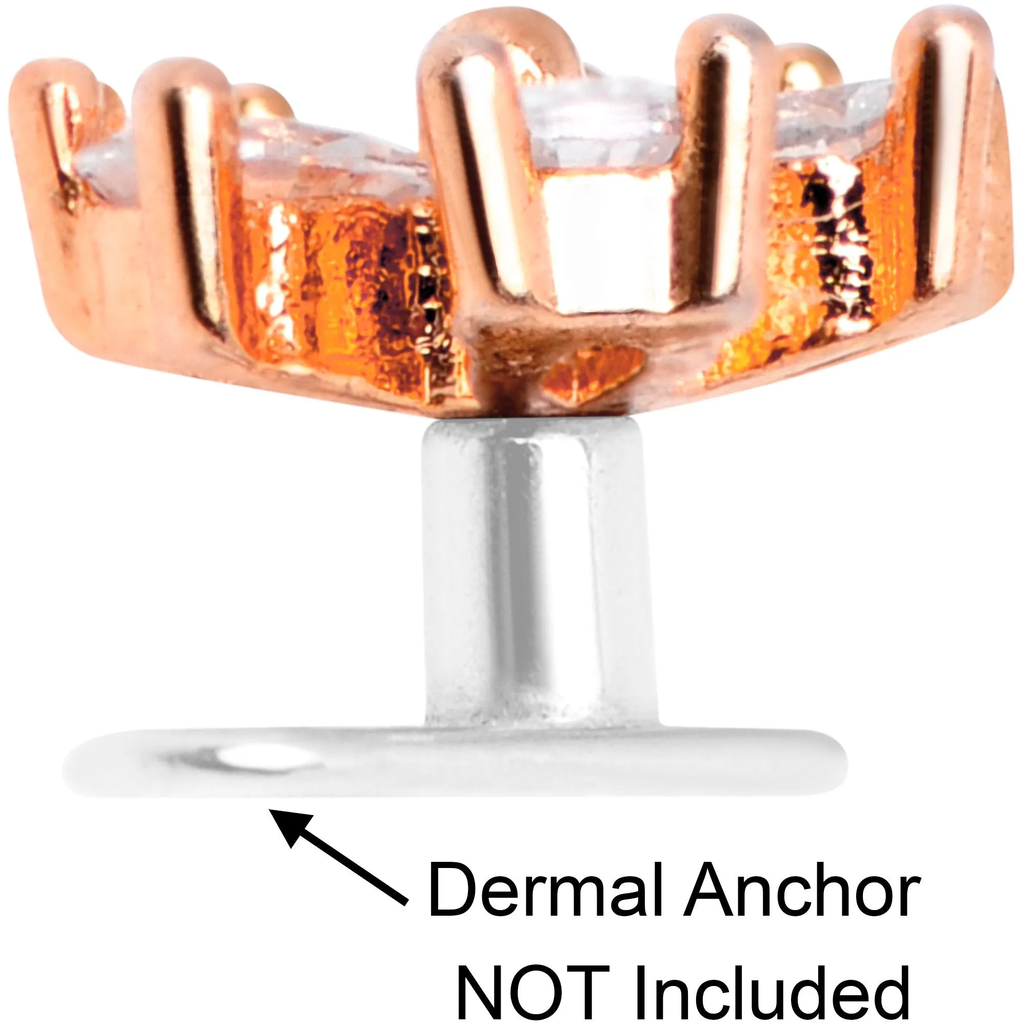 14 Gauge Clear CZ Gem Lovely Bloom Rose Gold Tone Dermal Anchor Top
