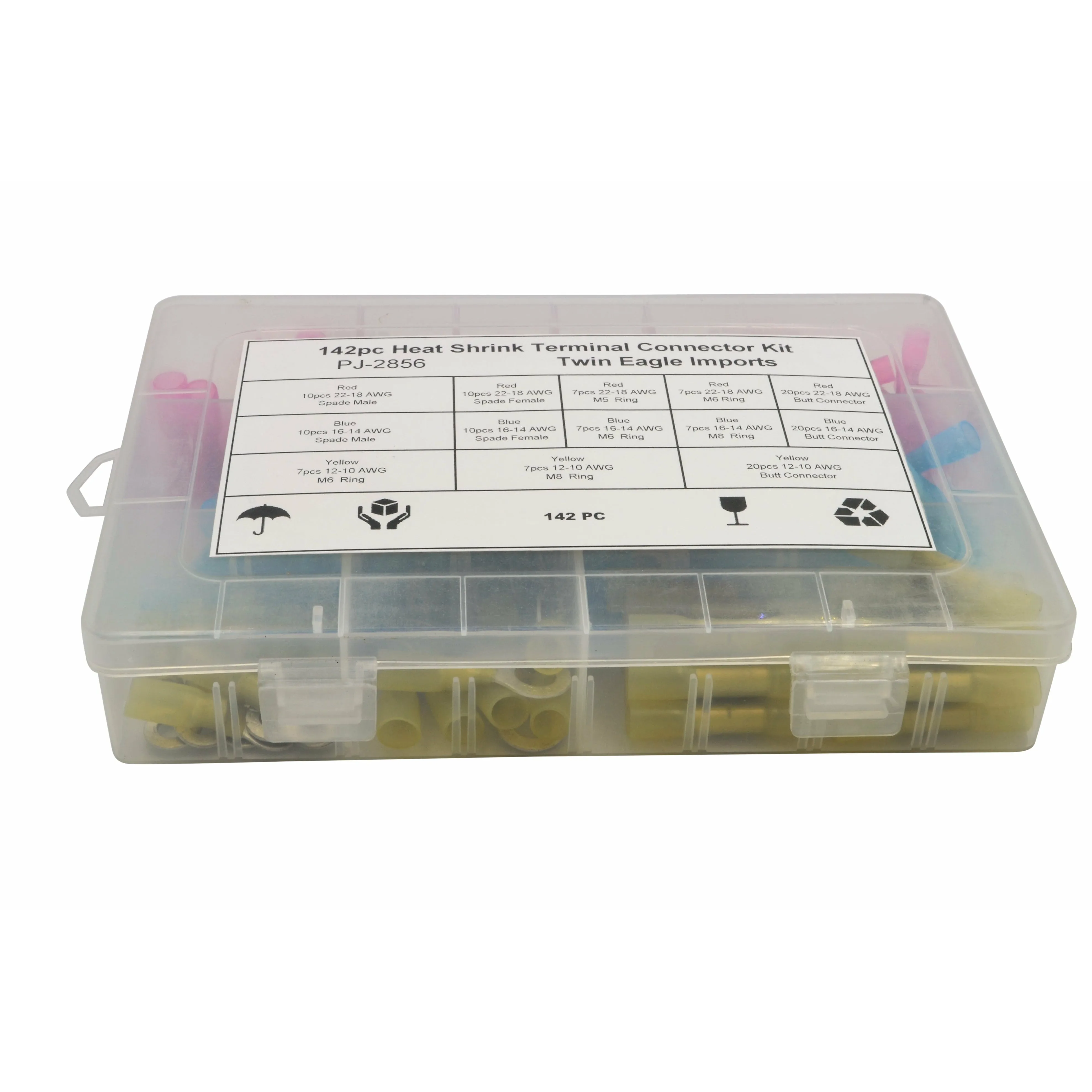 142pc Heat Shrink Terminal Kit 12/24v Grab Kit Assortment