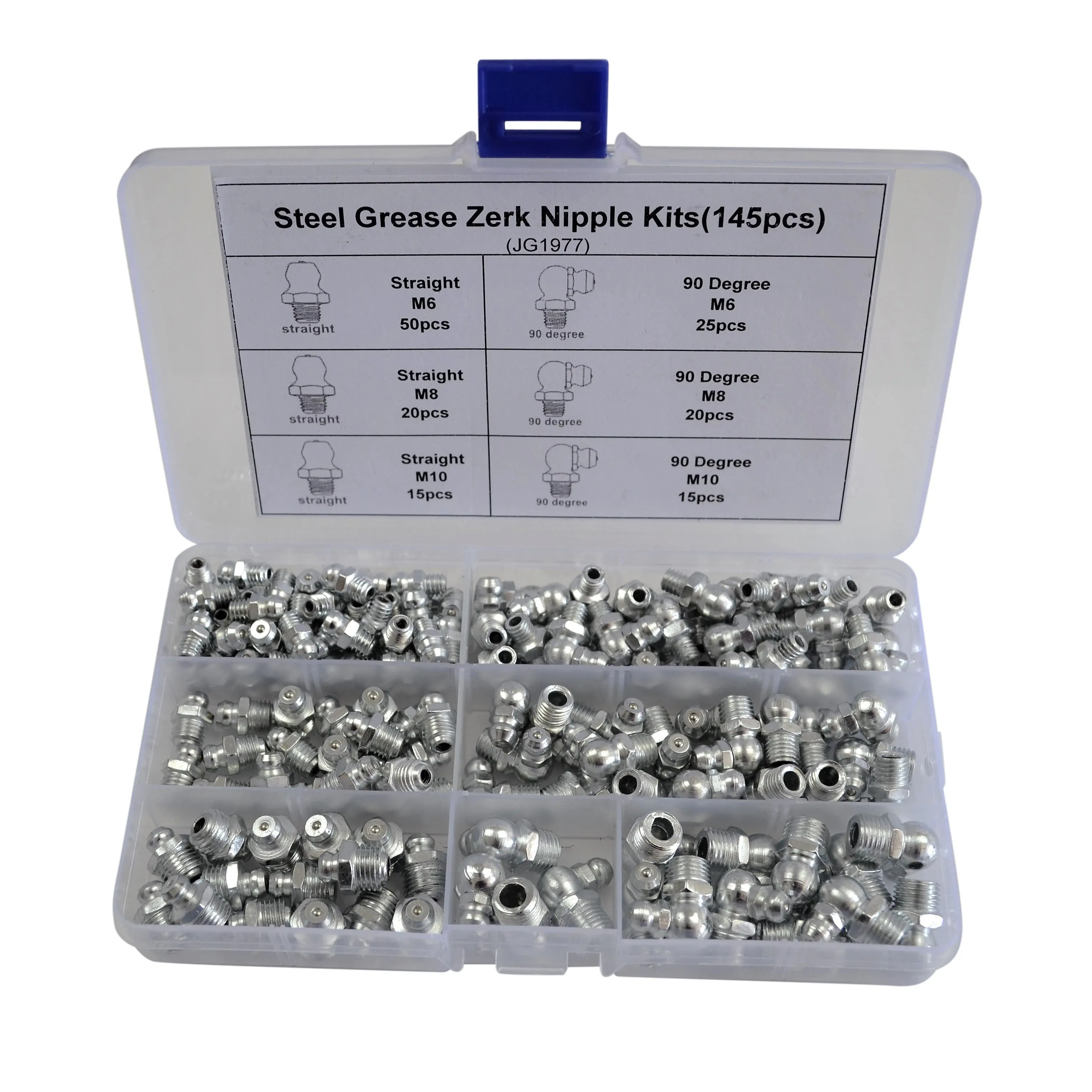 145pc Metric Grease Nipples Steel Grab Kit