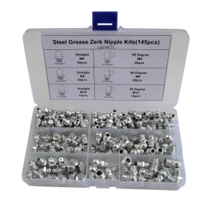 145pc Metric Grease Nipples Steel Grab Kit