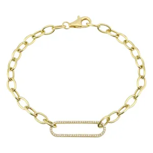 14K Diamond Paperclip Bracelet