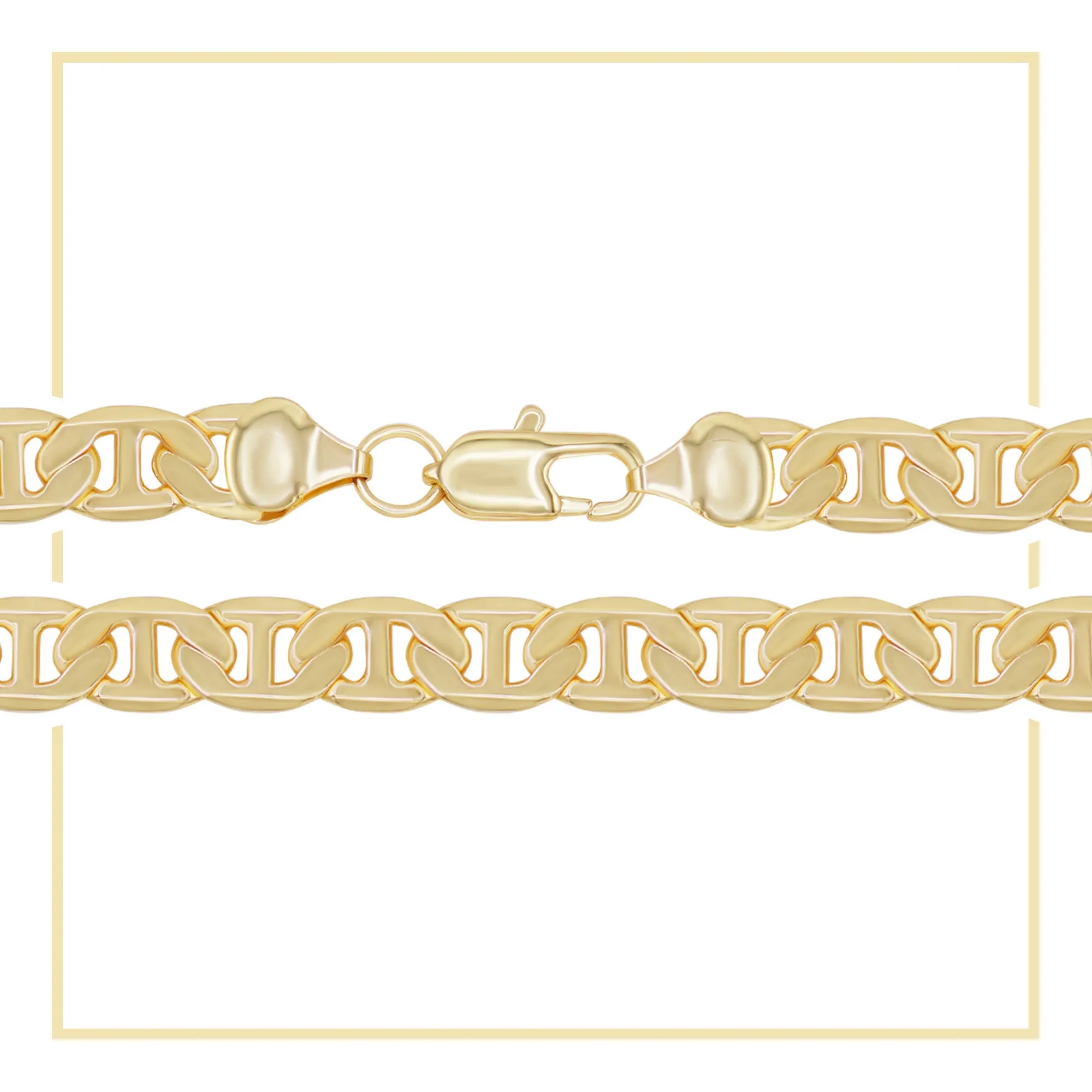14K Gold Filled Mariner Chain Necklace 24" Bracelet 8.5" Set 6.8 mm