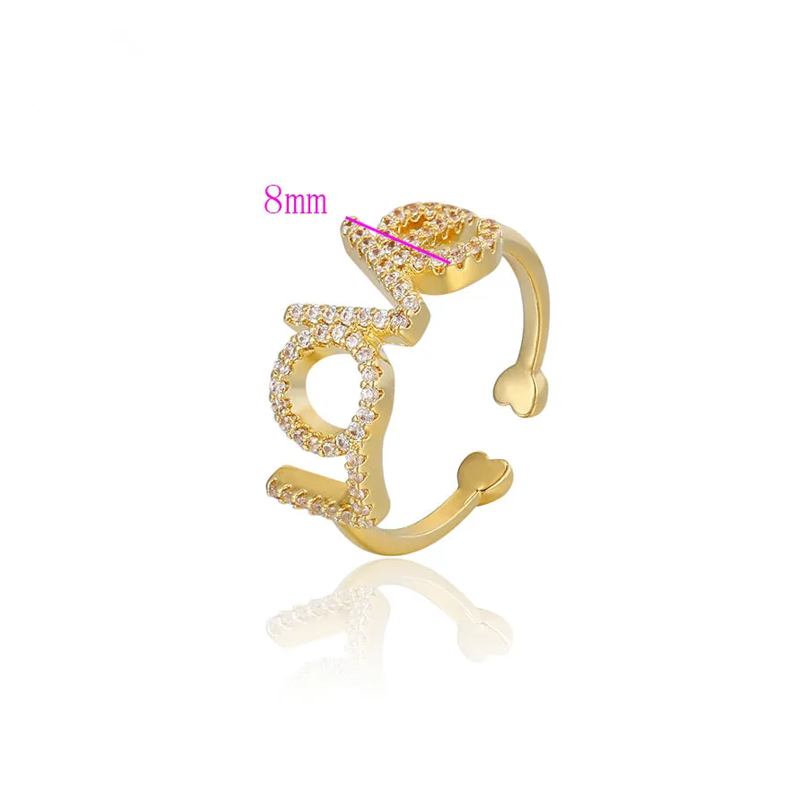 14K Gold Plated Cz Diamond Love Ring
