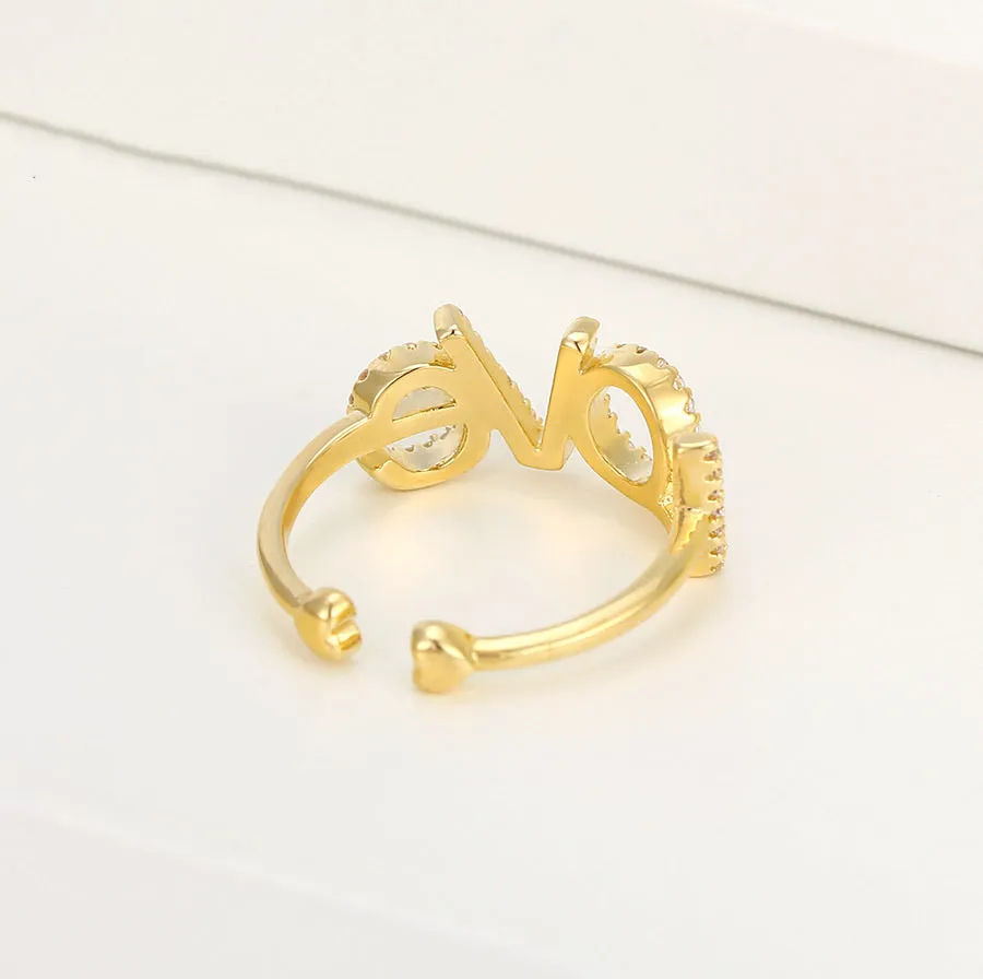 14K Gold Plated Cz Diamond Love Ring