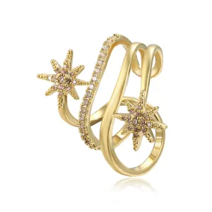 14K Gold Plated Cz Diamond Star  Ear Cuff