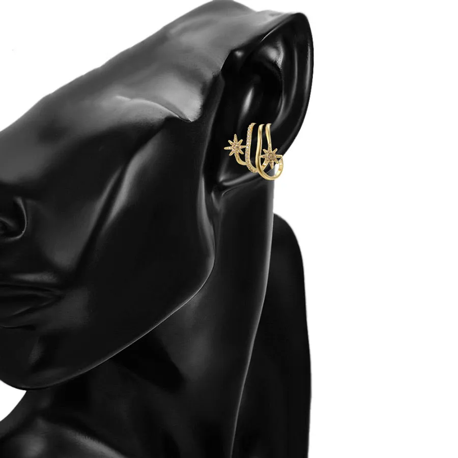 14K Gold Plated Cz Diamond Star  Ear Cuff