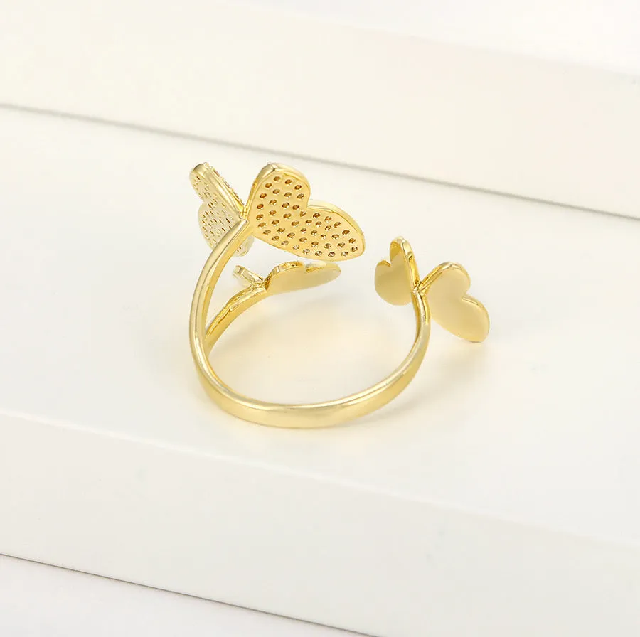 14K Gold Plated Diamond Golden Flight Butterfly Ring
