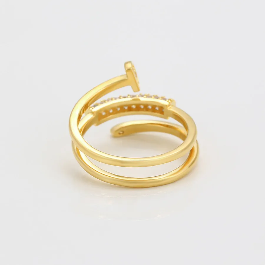 14K Gold Plated Triple Wrap Nail Head Ring
