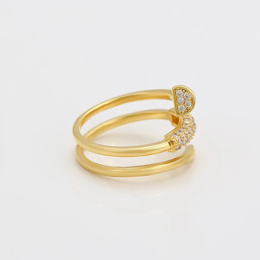 14K Gold Plated Triple Wrap Nail Head Ring