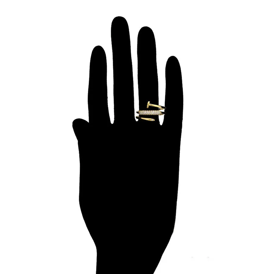 14K Gold Plated Triple Wrap Nail Head Ring