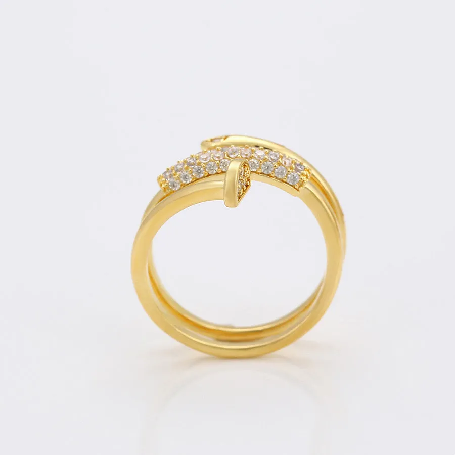 14K Gold Plated Triple Wrap Nail Head Ring