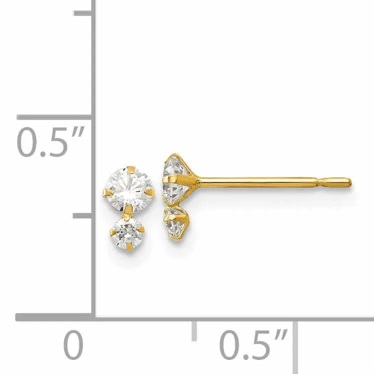 14k Madi K CZ Childrens Post Earrings
