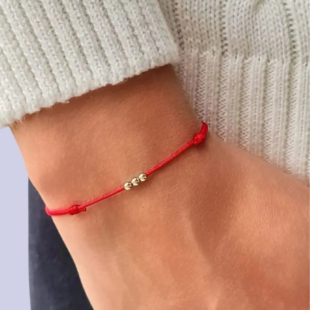 14k Solid Gold Triple Bead Bracelet