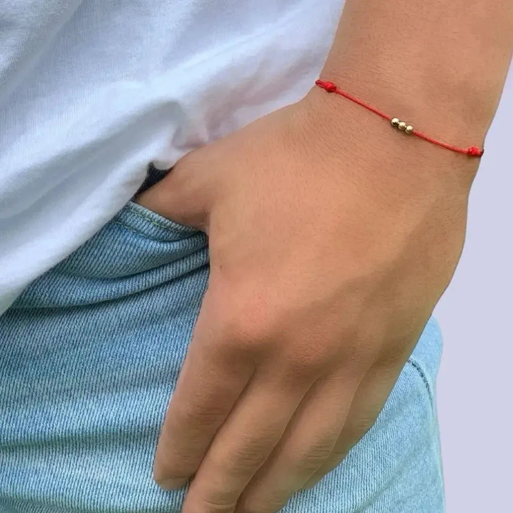 14k Solid Gold Triple Bead Bracelet