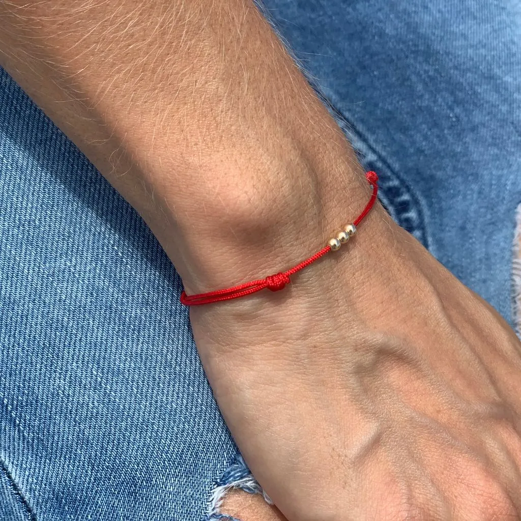 14k Solid Gold Triple Bead Bracelet
