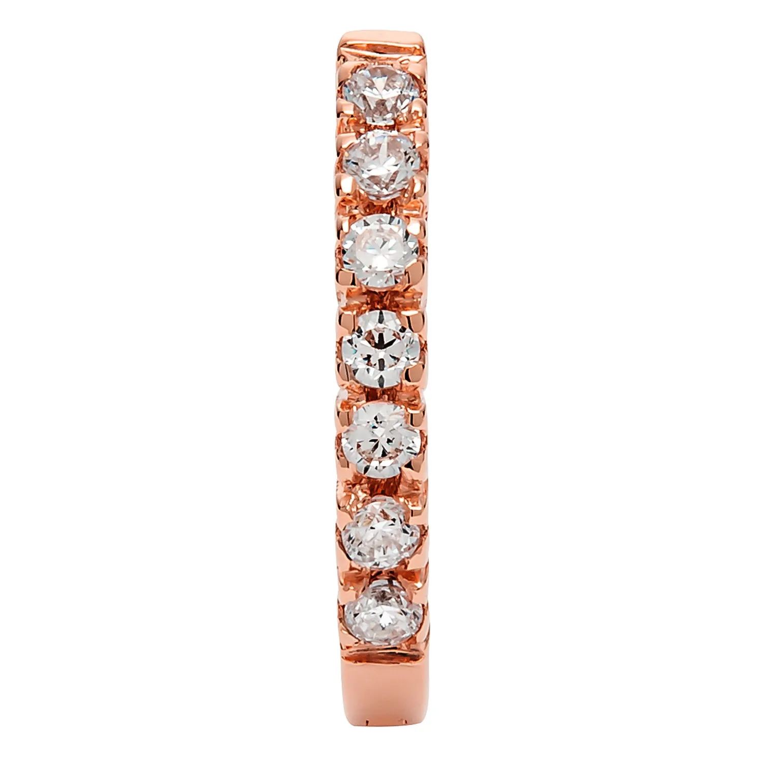 14K Solid Rose Gold Round Cut Huggie Hoop Cubic Zirconia Earrings 12mm (.20 CTW), With Gift Box