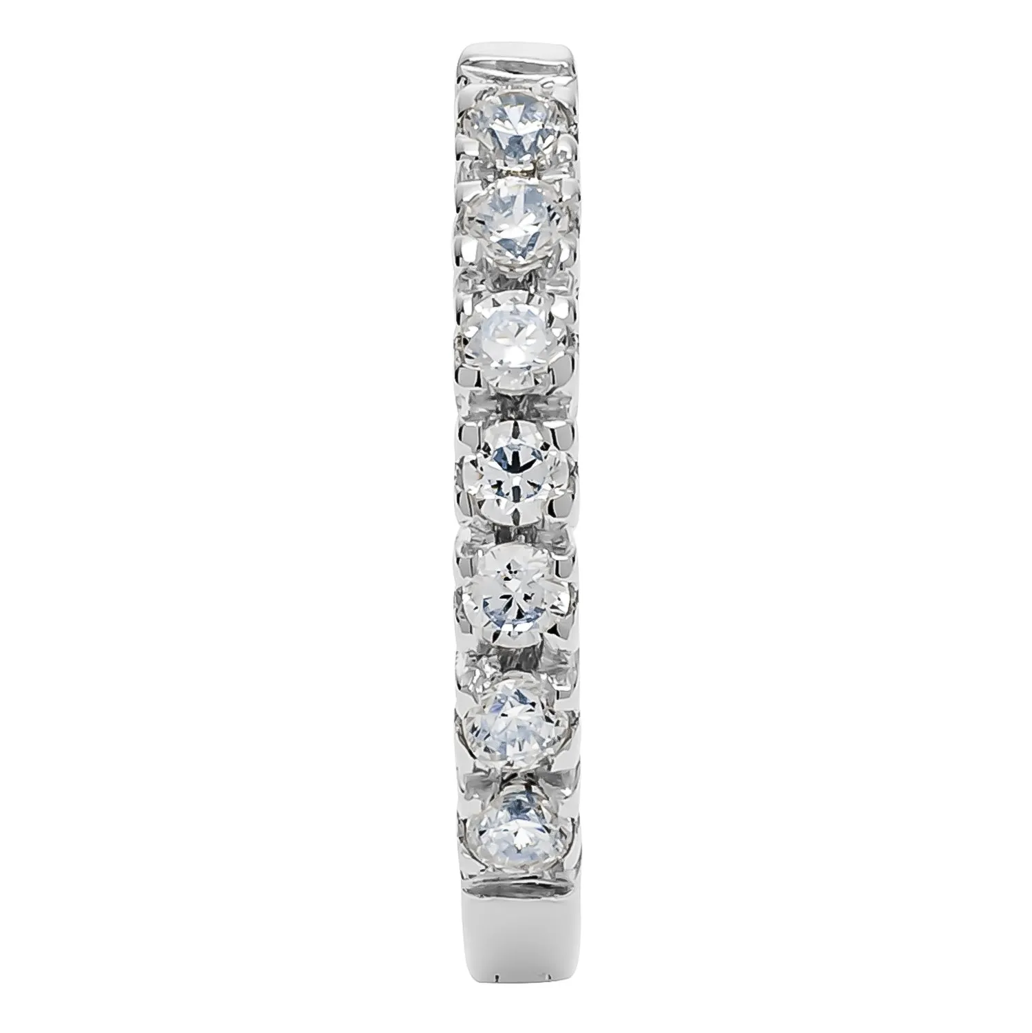 14K Solid White Gold Round Cut Huggie Hoop Cubic Zirconia Earrings 12mm (.20 CTW, Diamond Equivalent), With Gift Box