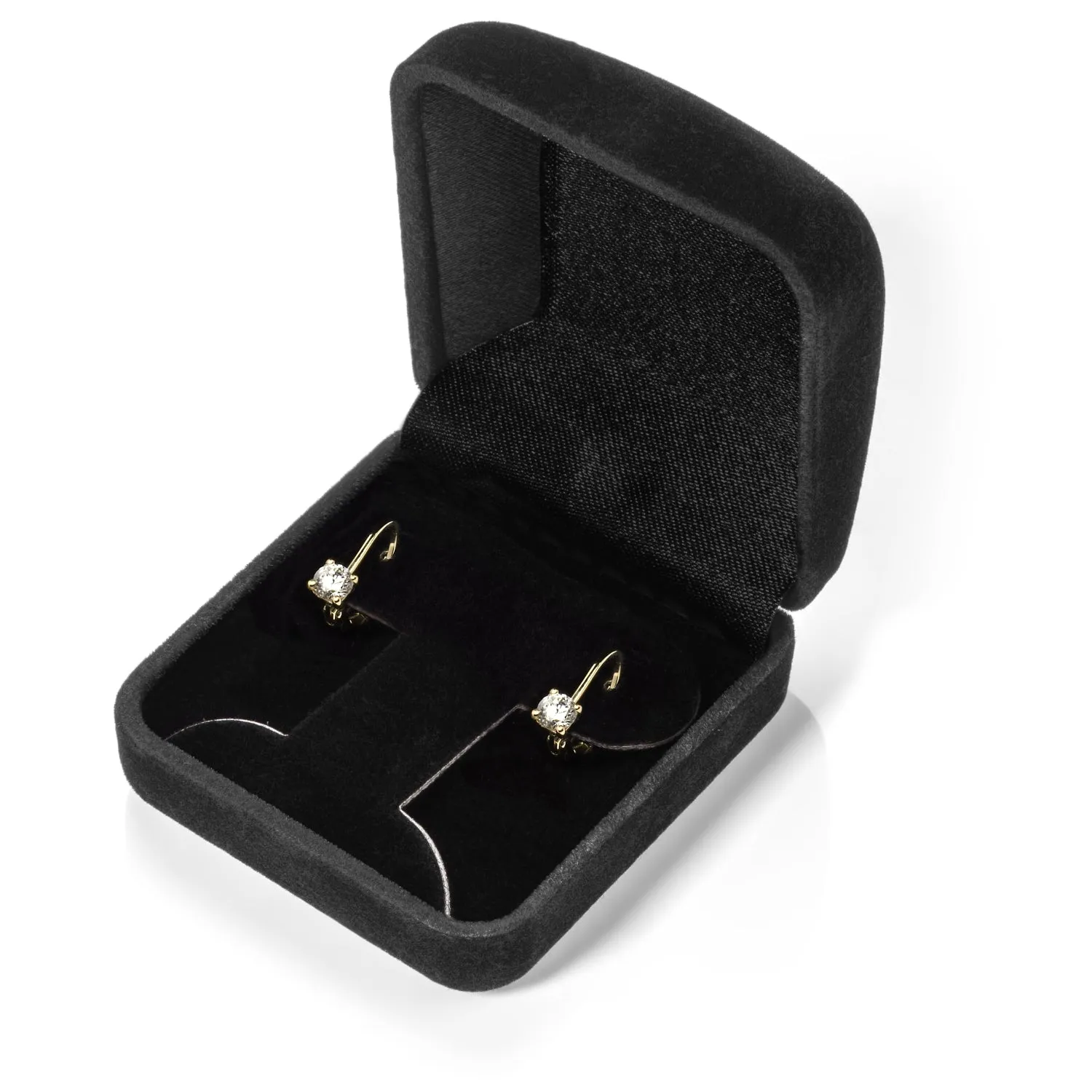 14K Solid Yellow Gold Earrings | Round Cut Cubic Zirconia | Leverback Drop Dangle Basket Setting | .50 CTW