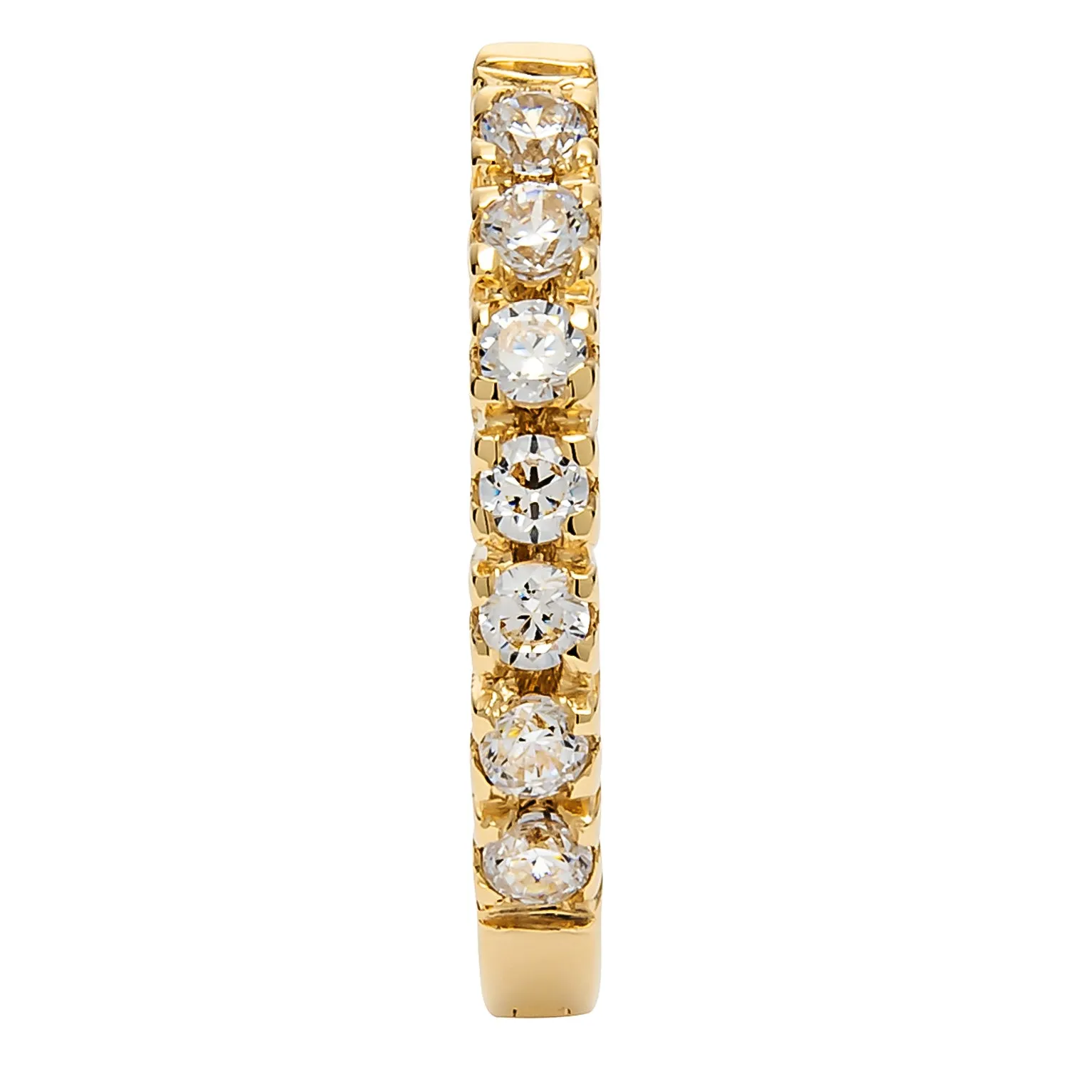 14K Solid Yellow Gold Round Cut Huggie Hoop Cubic Zirconia Earrings 12mm (.20 CTW), With Gift Box