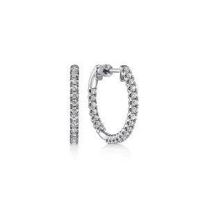 14K White Gold 20MM Inside Out Diamond Hoop Earrings