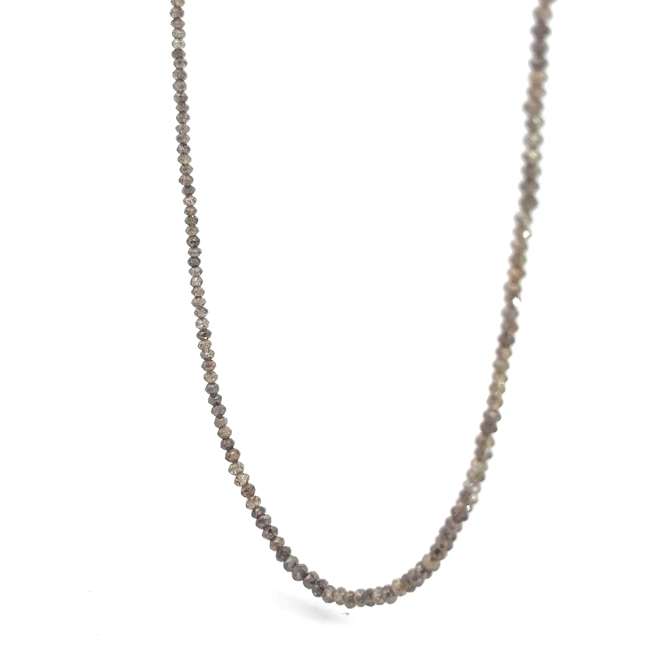 14k White Gold 21.35ct Dark Chocolate Diamond Beaded Necklace 16" inch