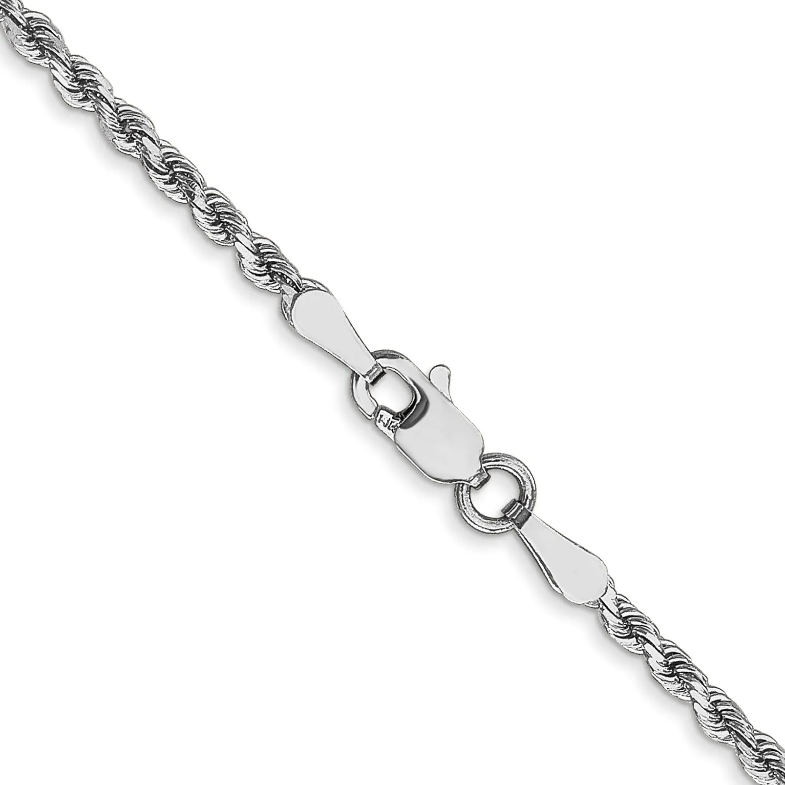 14K White Gold 2mm Diamond Cut Rope Chain