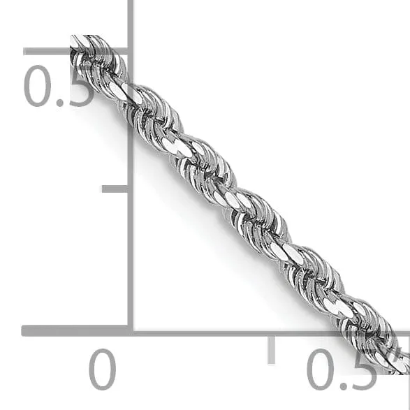 14K White Gold 2mm Diamond Cut Rope Chain