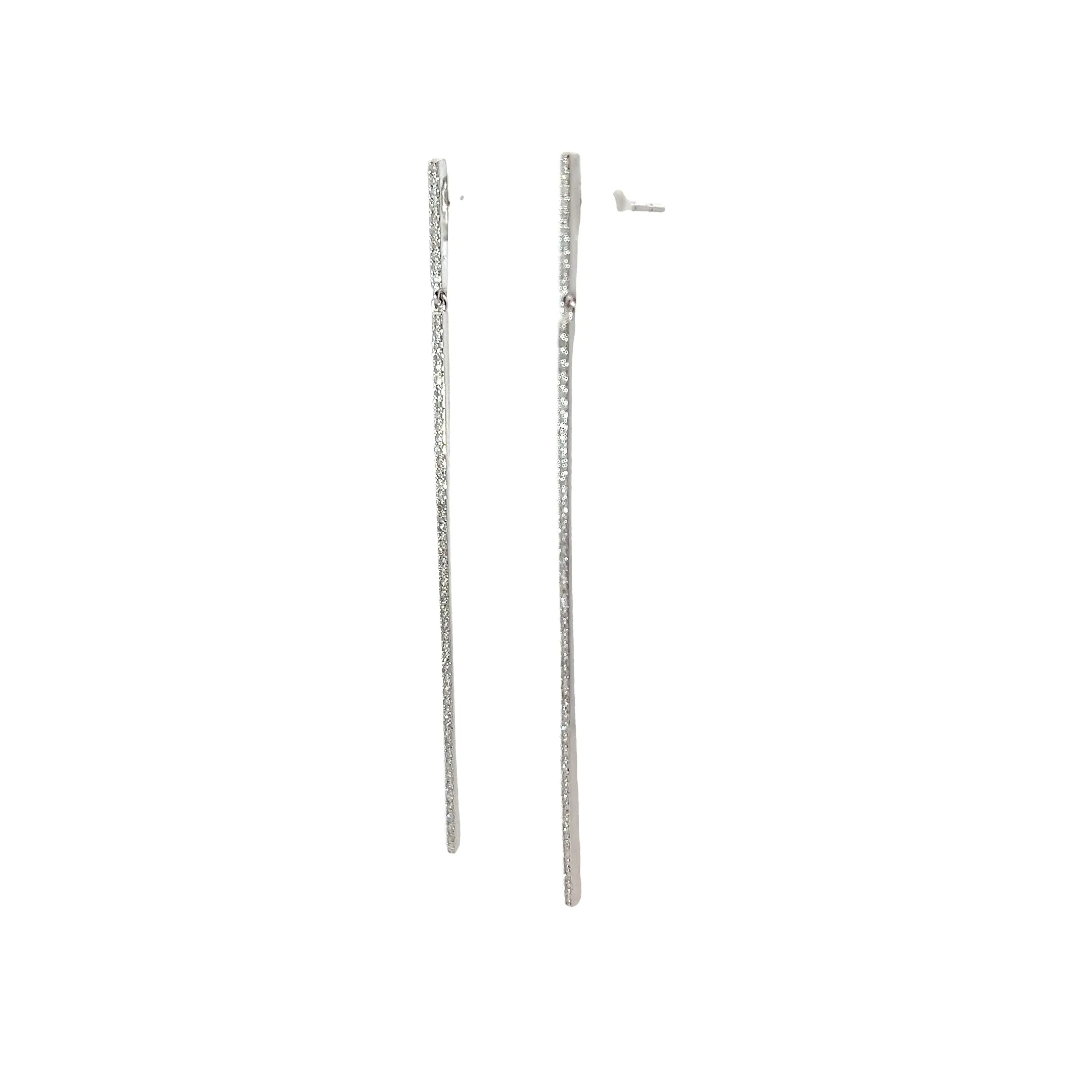 14k WHITE GOLD .50CT H VS2 DANGLE BAR 2" LONG