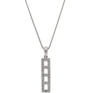 14K White Gold Elongated Diamond Pendant Necklace