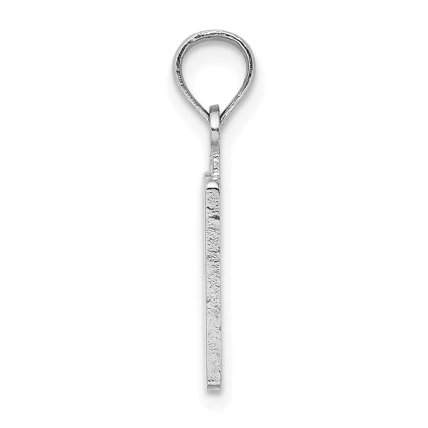 14K White Gold Polished Finished Block Script Design Number 50 Charm Pendant