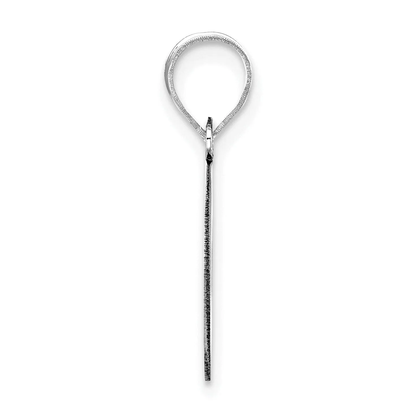 14k White Gold Slanted Design Bubble Letter O Initial Charm Pendant