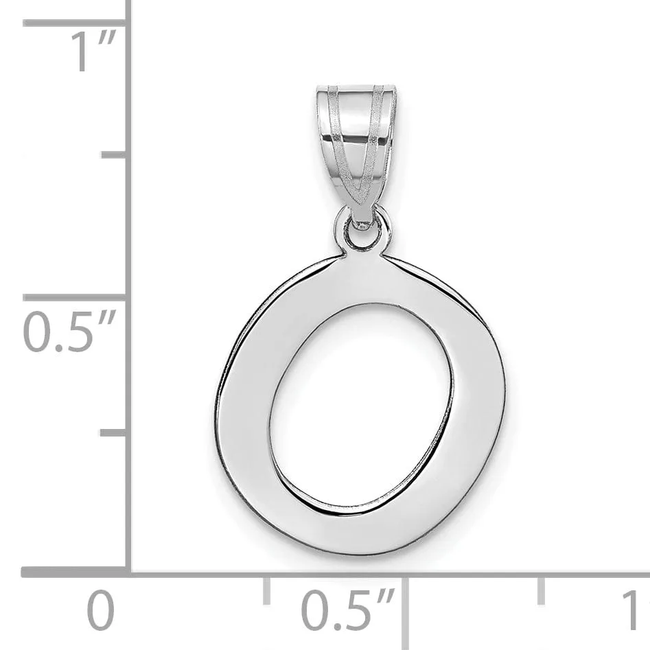 14k White Gold Slanted Design Bubble Letter O Initial Charm Pendant