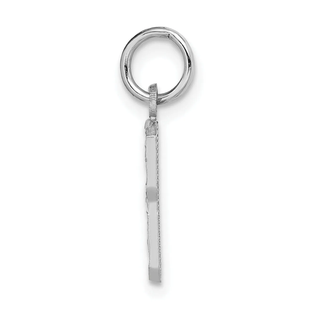 14k White Gold Small Size Diamond Cut Texture Finish Number 8 Charm Pendant